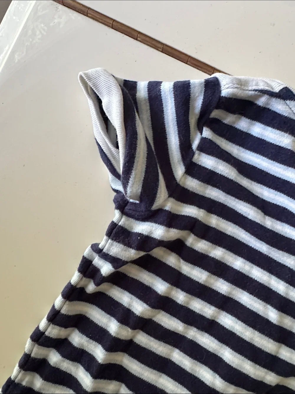 Ralph Lauren 100% Cotton Navy & White Striped Short-Sleeve Baby Romper